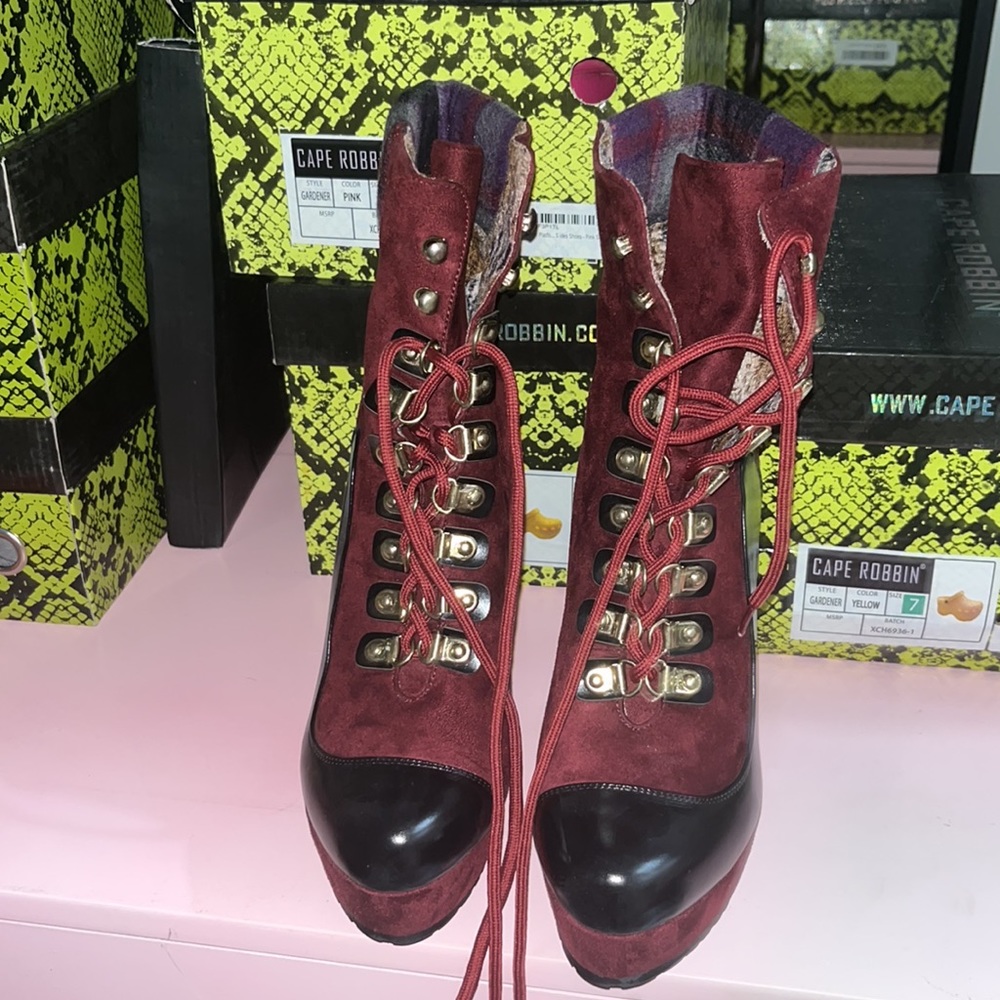 Burgundy ankle booties